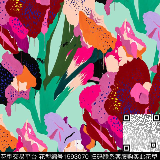植物花卉数码印花花型下载（图片编号: 1593070） - 瓦栏（Walan）
