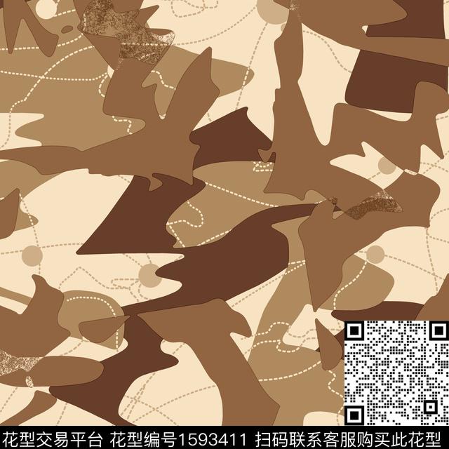 几何虚线圆数码印花花型下载（图片编号: 1593411） - 瓦栏（Walan）