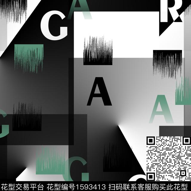 几何渐变字母数码印花花型下载（图片编号: 1593413） - 瓦栏（Walan）