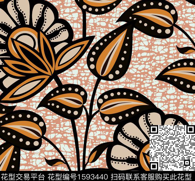 花卉大花底纹数码印花花型下载（图片编号: 1593440） - 瓦栏（Walan）