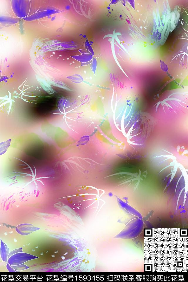 植物纹理花卉数码印花花型下载（图片编号: 1593455） - 瓦栏（Walan）