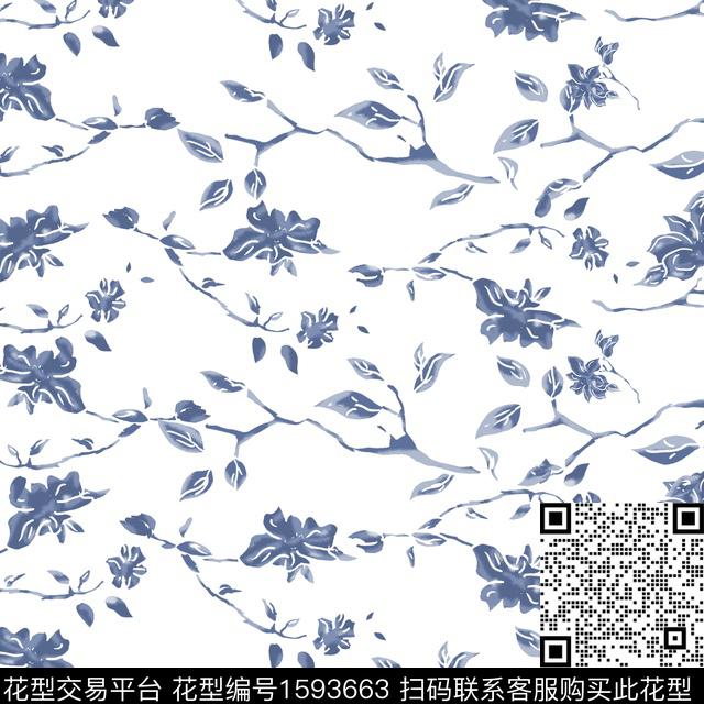 花卉水彩花卉小碎花数码印花花型下载（图片编号: 1593663） - 瓦栏（Walan）