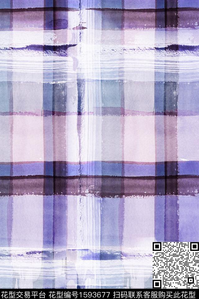水彩格子条纹数码印花花型下载（图片编号: 1593677） - 瓦栏（Walan）
