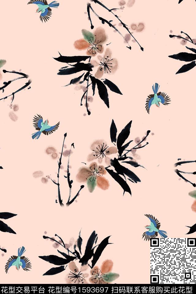 植物国画花卉数码印花花型下载（图片编号: 1593697） - 瓦栏（Walan）