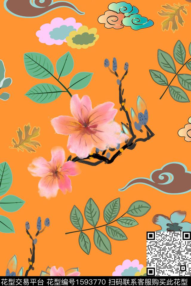 植物花卉绿植树叶数码印花花型下载（图片编号: 1593770） - 瓦栏（Walan）