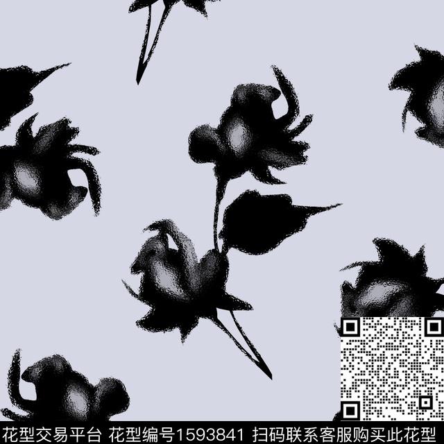 花卉清爽底花卉数码印花花型下载（图片编号: 1593841） - 瓦栏（Walan）