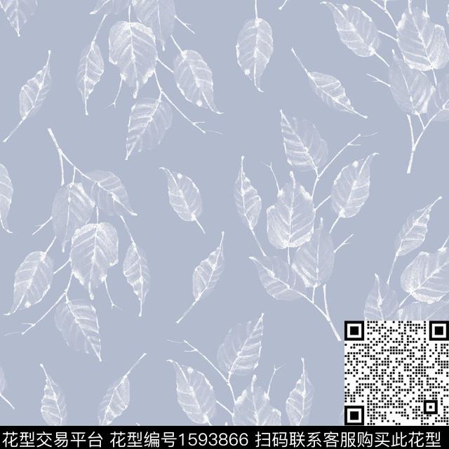 水彩叶子小清新数码印花花型下载（图片编号: 1593866） - 瓦栏（Walan）