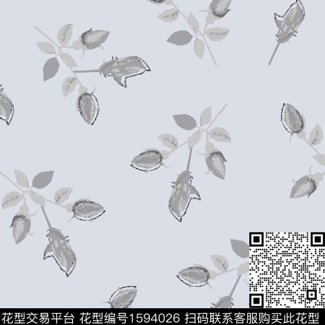 花卉清爽底花卉数码印花花型下载（图片编号: 1594026） - 瓦栏（Walan）