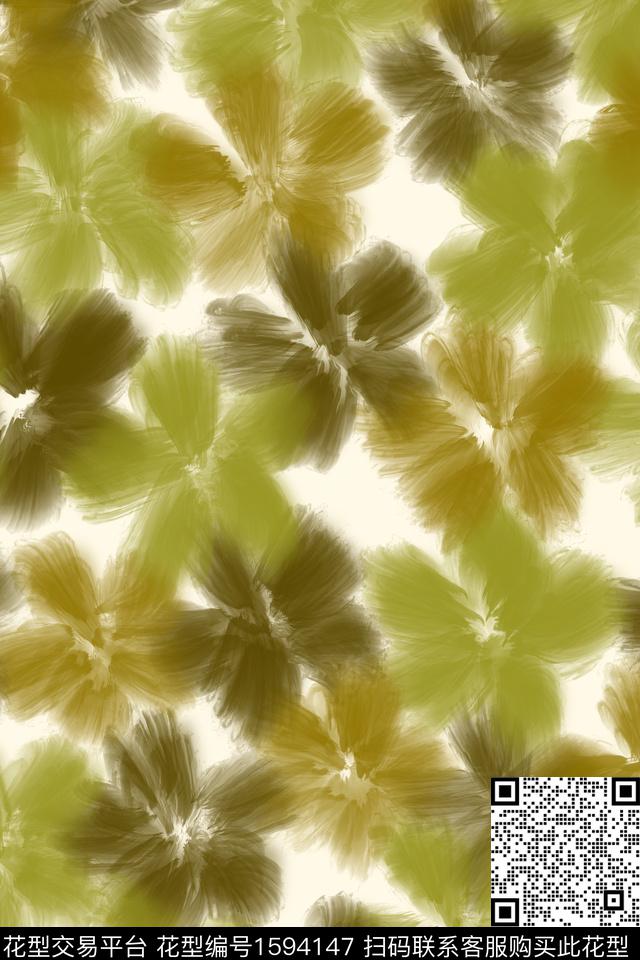 侘寂花卉水彩数码印花花型下载（图片编号: 1594147） - 瓦栏（Walan）