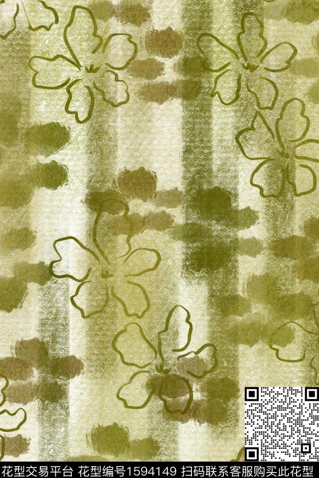 侘寂花卉水彩数码印花花型下载（图片编号: 1594149） - 瓦栏（Walan）