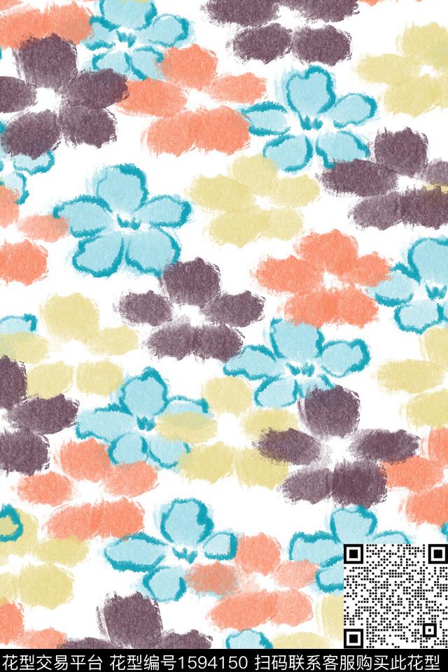 清爽底花卉花卉小碎花数码印花花型下载（图片编号: 1594150） - 瓦栏（Walan）