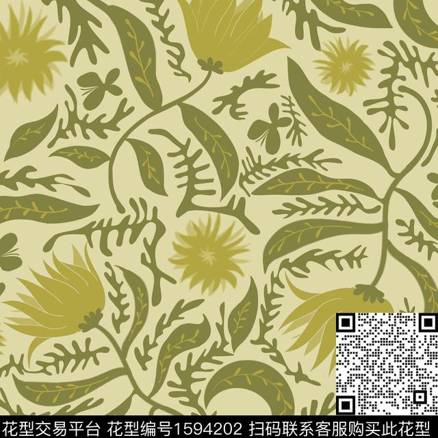 花卉植物数码印花花型下载（图片编号: 1594202） - 瓦栏（Walan）