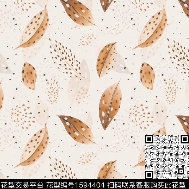 水彩斑驳叶子数码印花花型下载（图片编号: 1594404） - 瓦栏（Walan）