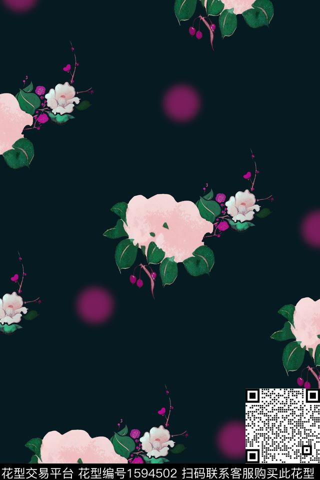 植物花卉田园数码印花花型下载（图片编号: 1594502） - 瓦栏（Walan）