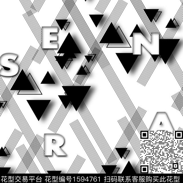 几何字母线条数码印花花型下载（图片编号: 1594761） - 瓦栏（Walan）