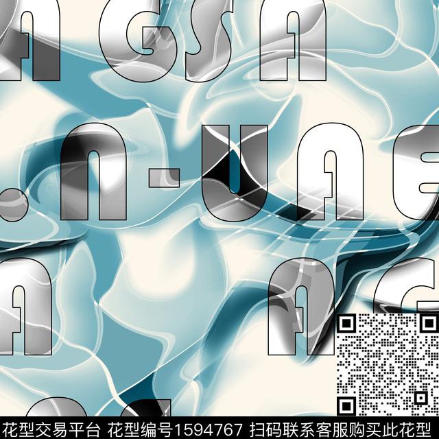底纹字母渐变数码印花花型下载（图片编号: 1594767） - 瓦栏（Walan）