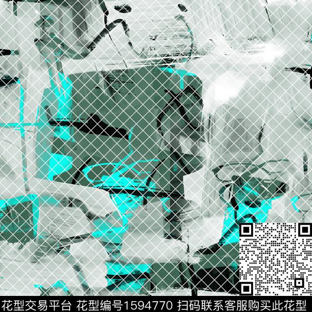 网格笔触混合拼接数码印花花型下载（图片编号: 1594770） - 瓦栏（Walan）