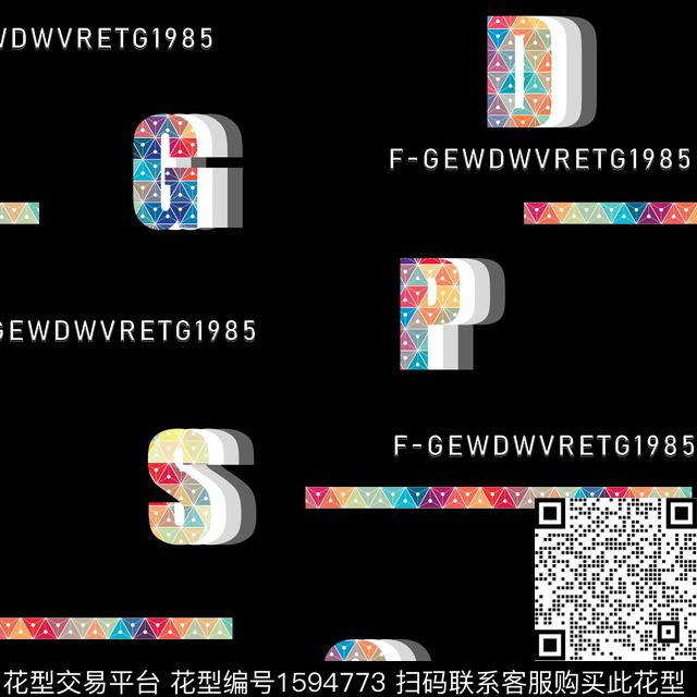 几何男装字母数码印花花型下载（图片编号: 1594773） - 瓦栏（Walan）