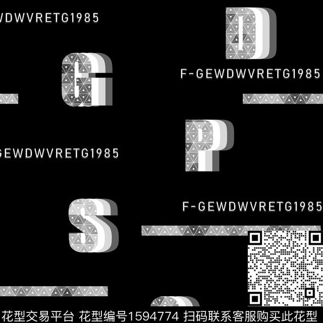 条纹字母休闲数码印花花型下载（图片编号: 1594774） - 瓦栏（Walan）
