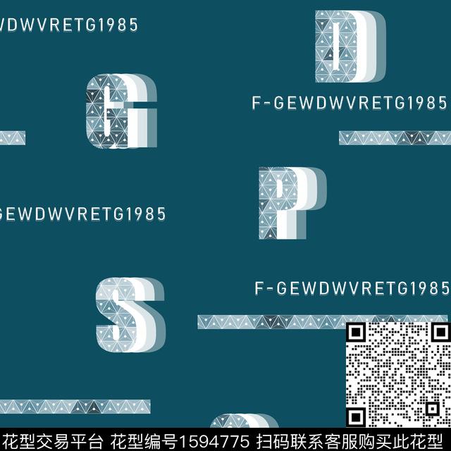 几何男装字母数码印花花型下载（图片编号: 1594775） - 瓦栏（Walan）