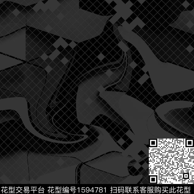 抽象男装几何男装数码印花花型下载（图片编号: 1594781） - 瓦栏（Walan）