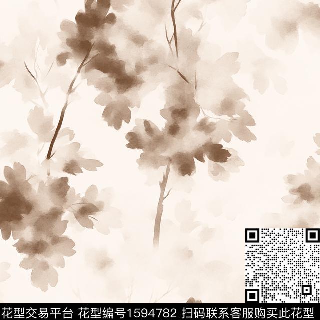 花卉水彩花卉侘寂风数码印花花型下载（图片编号: 1594782） - 瓦栏（Walan）
