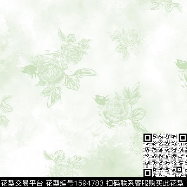 花卉线条花素描数码印花花型下载（图片编号: 1594783） - 瓦栏（Walan）