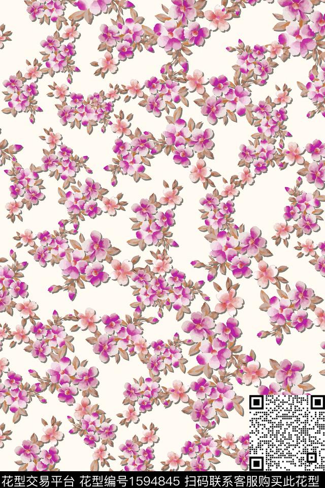 花卉小碎花满版散花数码印花花型下载（图片编号: 1594845） - 瓦栏（Walan）