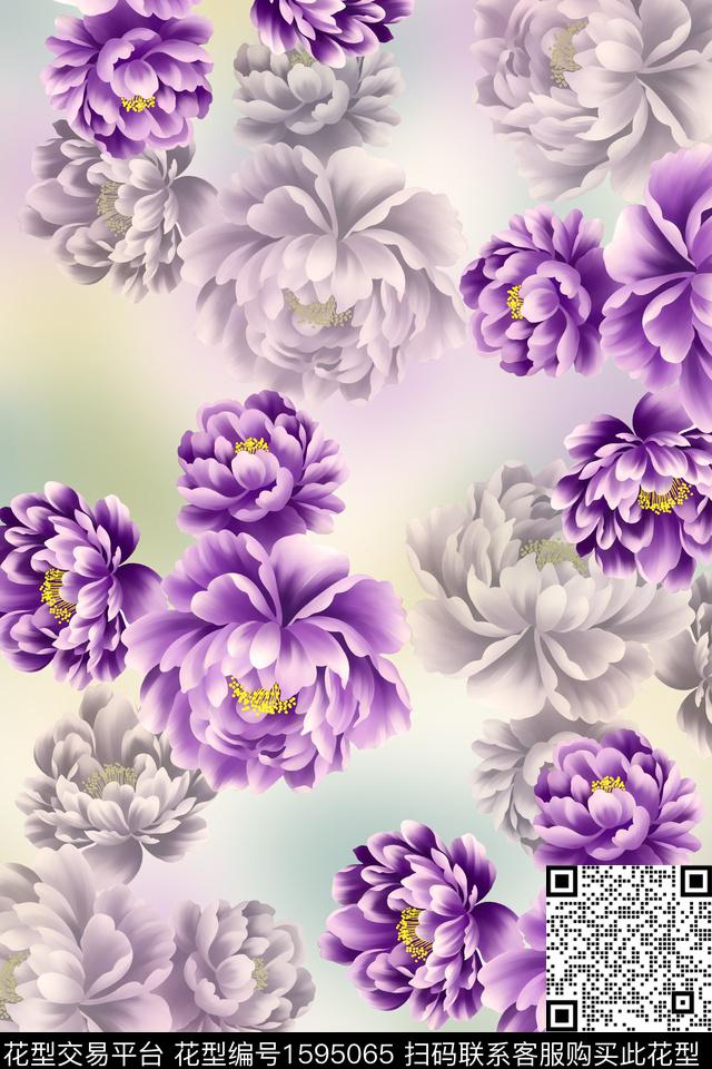 满版散花花卉数码花型数码印花花型下载（图片编号: 1595065） - 瓦栏（Walan）