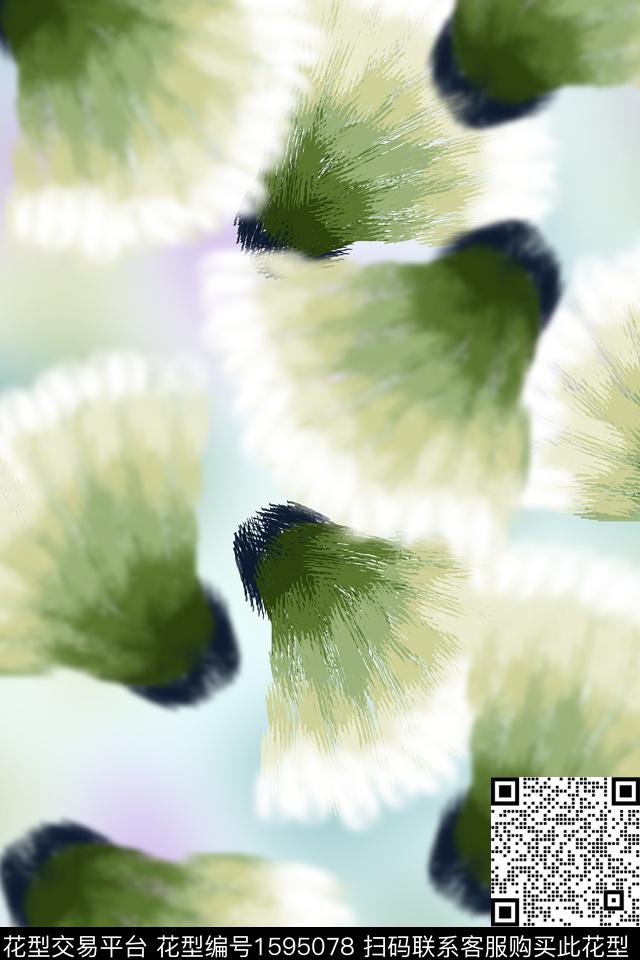 渐变数码花型模糊花卉数码印花花型下载（图片编号: 1595078） - 瓦栏（Walan）