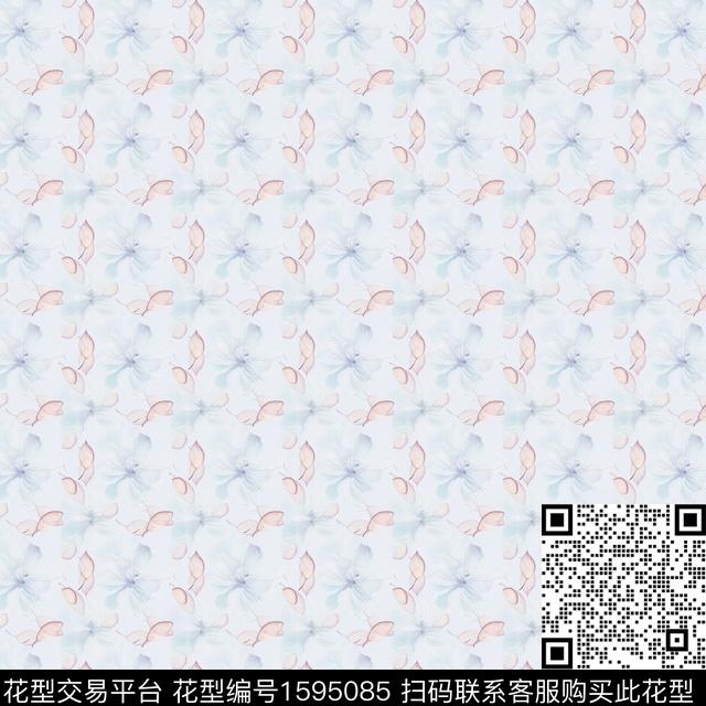 花卉水彩影花数码印花花型下载（图片编号: 1595085） - 瓦栏（Walan）