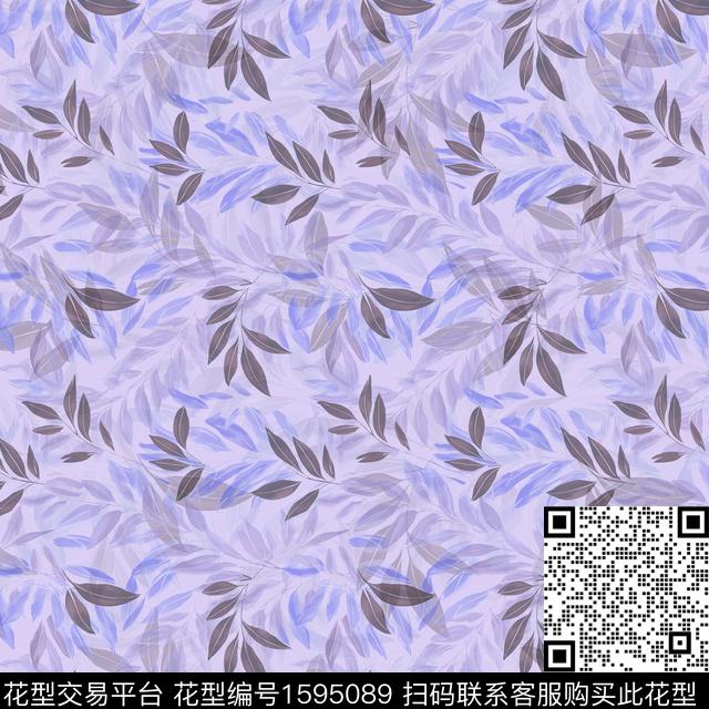 叶子绿植树叶数码印花花型下载（图片编号: 1595089） - 瓦栏（Walan）