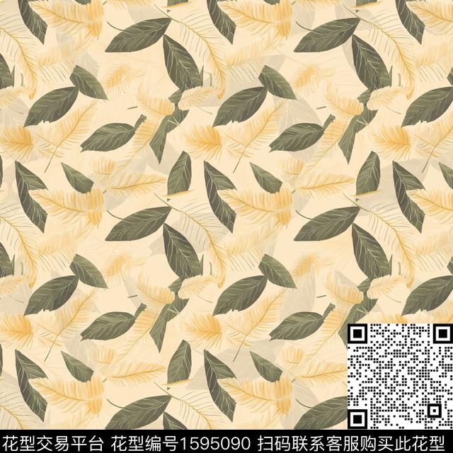 叶子绿植树叶数码印花花型下载（图片编号: 1595090） - 瓦栏（Walan）