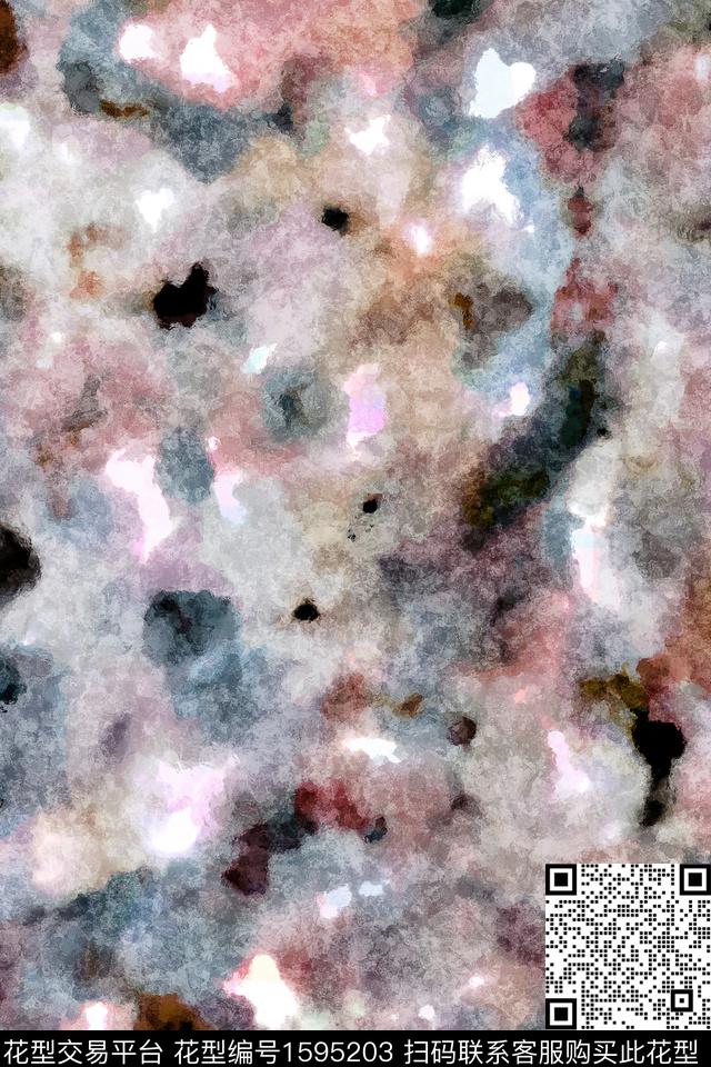 抽象秋冬花型渐变数码印花花型下载（图片编号: 1595203） - 瓦栏（Walan）