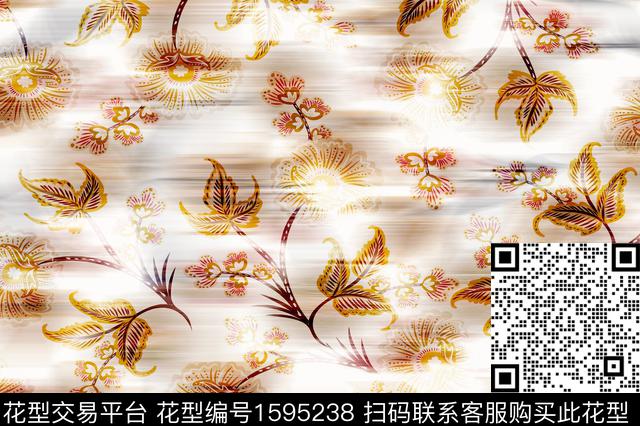模糊底纹花卉民族花卉数码印花花型下载（图片编号: 1595238） - 瓦栏（Walan）