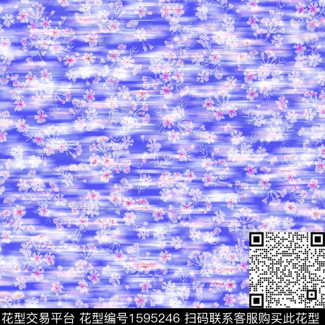 模糊底纹花卉小碎花数码印花花型下载（图片编号: 1595246） - 瓦栏（Walan）