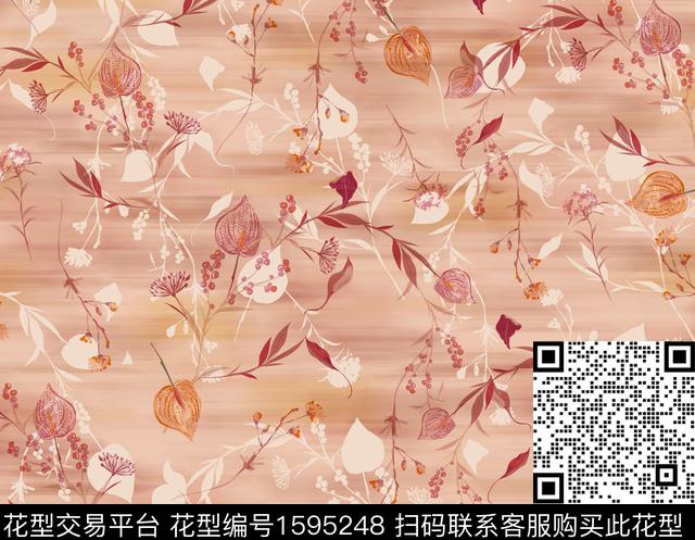 模糊底纹花卉绿植树叶数码印花花型下载（图片编号: 1595248） - 瓦栏（Walan）