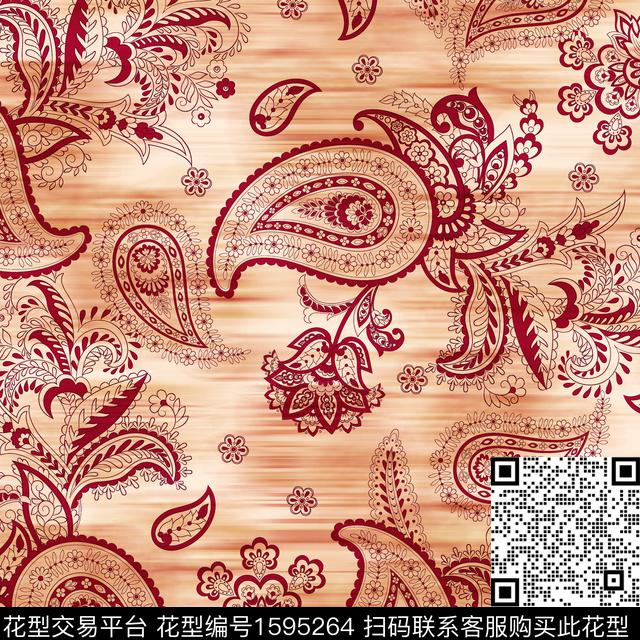 民族风佩斯利模糊底纹数码印花花型下载（图片编号: 1595264） - 瓦栏（Walan）