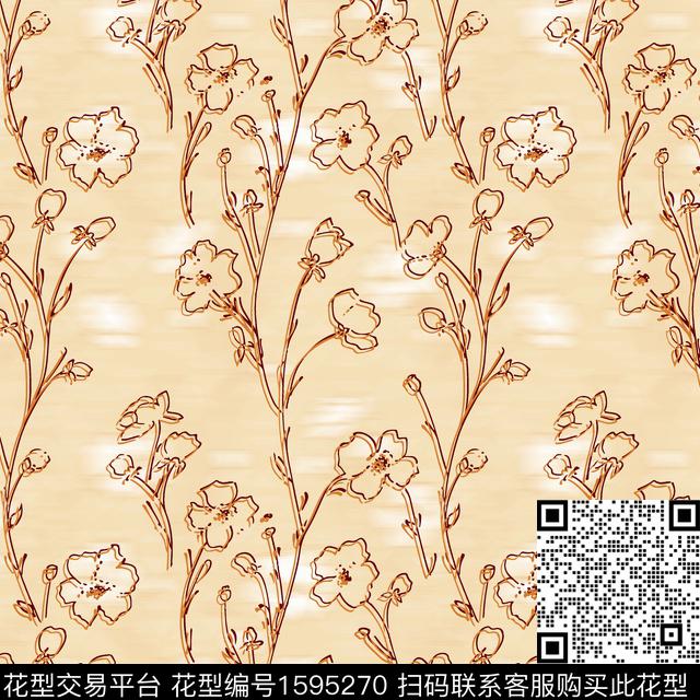 模糊底纹花卉线条花卉数码印花花型下载（图片编号: 1595270） - 瓦栏（Walan）