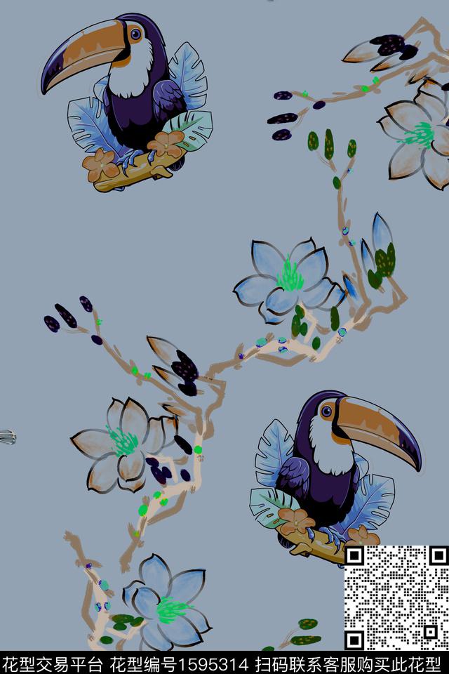 植物花卉水彩花卉数码印花花型下载（图片编号: 1595314） - 瓦栏（Walan）