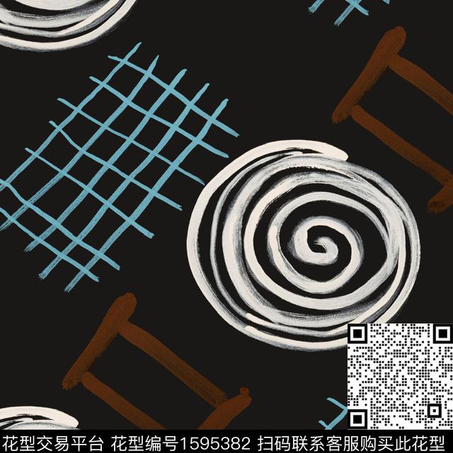 网格线圈趣味数码印花花型下载（图片编号: 1595382） - 瓦栏（Walan）