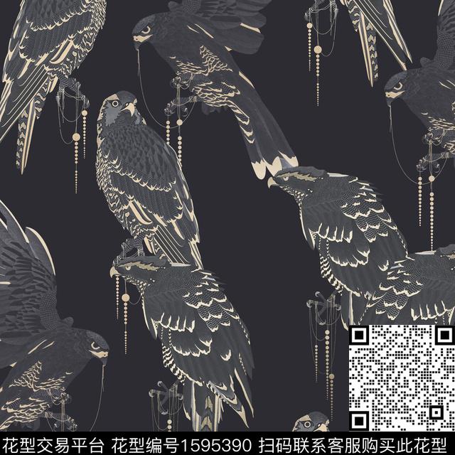 鸟老鹰数码印花花型下载（图片编号: 1595390） - 瓦栏（Walan）