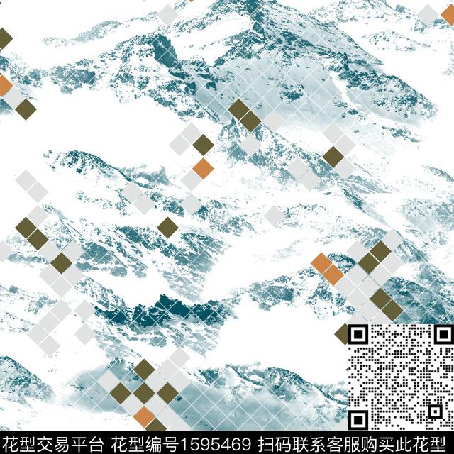 雪山抽象男装大牌风数码印花花型下载（图片编号: 1595469） - 瓦栏（Walan）