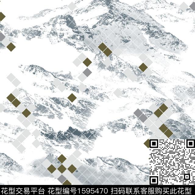 雪山抽象男装大牌风数码印花花型下载（图片编号: 1595470） - 瓦栏（Walan）