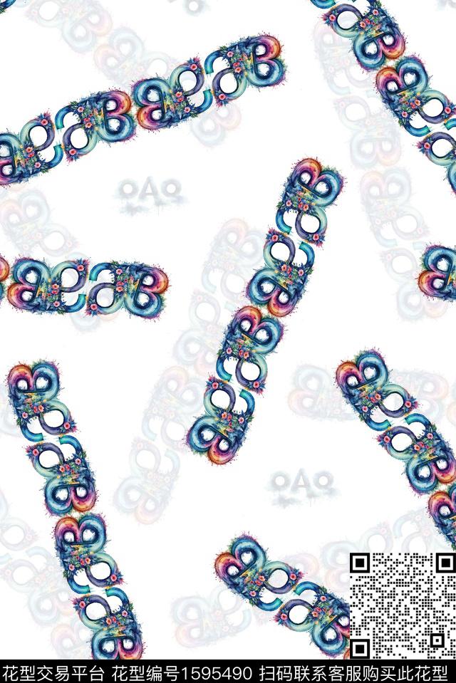 趣味字母水彩数码印花花型下载（图片编号: 1595490） - 瓦栏（Walan）