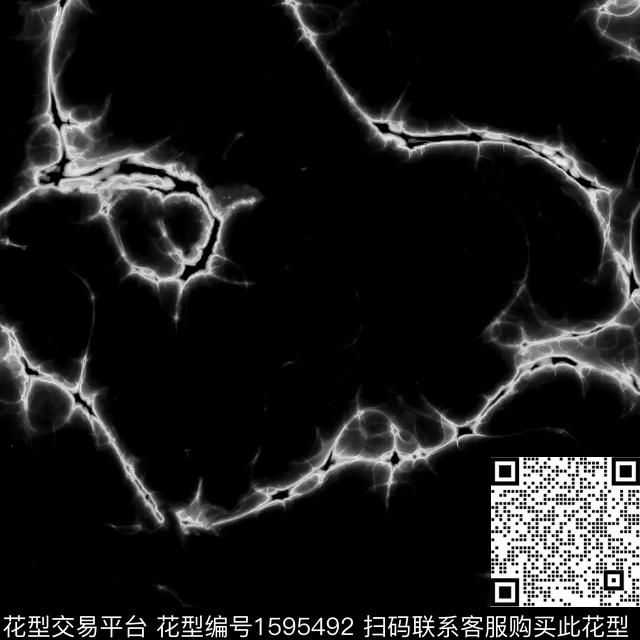 抽象黑底裂缝数码印花花型下载（图片编号: 1595492） - 瓦栏（Walan）