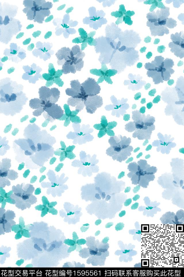清爽底花卉花卉小碎花数码印花花型下载（图片编号: 1595561） - 瓦栏（Walan）