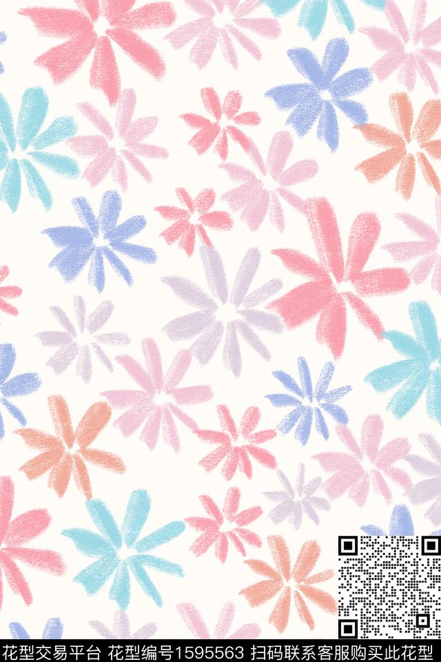 清爽底花卉花卉小碎花数码印花花型下载（图片编号: 1595563） - 瓦栏（Walan）