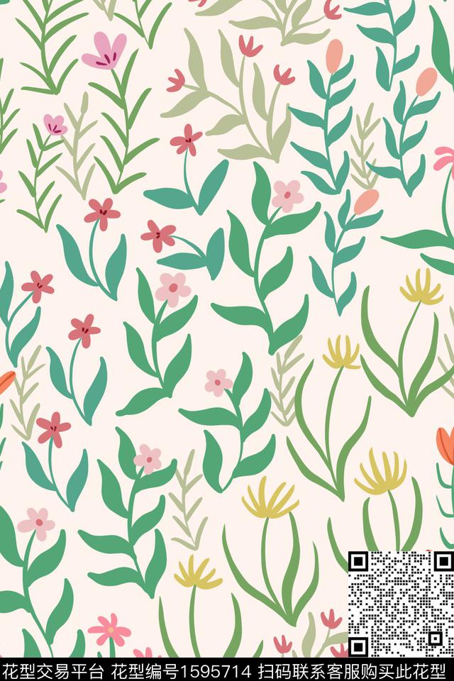 小清新花卉小碎花数码印花花型下载（图片编号: 1595714） - 瓦栏（Walan）