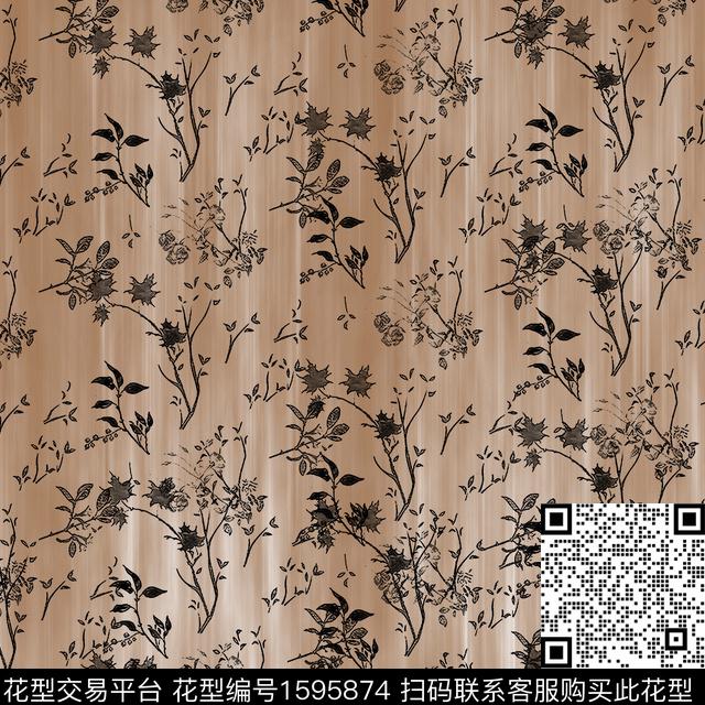 模糊底纹花卉绿植树叶数码印花花型下载（图片编号: 1595874） - 瓦栏（Walan）
